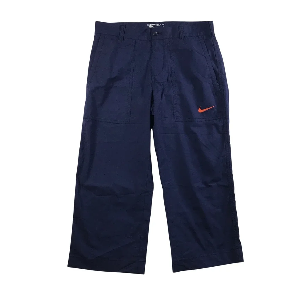 Nike Men's Navy Cargo Pants with Orange Swoosh Accent
